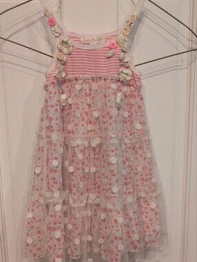 Baby Sara Pink Floral Layered Girls Dress
